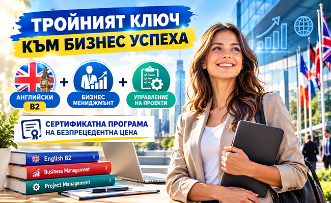 Тройният ключ към бизнес успеха: Английски B2, Бизнес мениджмънт и Управление на проекти – Сертификатна програма на безпрецедентна цена